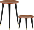 Briwooody 2 Pcs Indoor Plant Stand Mid Century Vintage Wood Modern Flower Pots Holder Round Side Table End Table Plant Stools for Living Room Corner Balcony Decor(Walnut Wood Color)