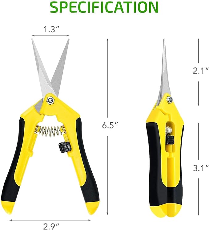 iPower 6.5 Inch Gardening Scissors, Heavy-Duty Hand Pruner Pruning Shear for Gardening and Trimming, Ultra Sharp Stainless Steel, 10 Pack, Yellow
