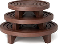3-Pack Plant Stand Indoor, Wood Round Pedestal Riser 6.69/8.66/10.23" Solid Wooden Plant Stool & Pot Holder, Decorative Display for Living Room, Bathroom, Kitchen & Home Decor (Dark Brown)