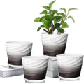 Ceramic Plant Pots,5 Inch,Set of 4,Planters with Drainage Hole and Saucer,Flower pots for Indoor Plants,Modern Design(5.5 in Diameter)