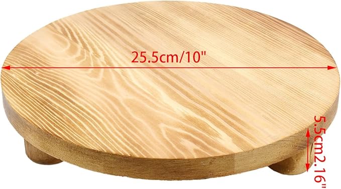 Wealrit Wooden Plant Stools Wood Risers 10 Inch Diameter Round Stands Pedestal for Plants, Brown