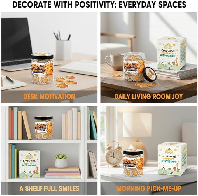 Positive Basketball Jar With 60 Affirmation Cards, Emotional Support Basketball, Basketball Gift For Teen Boys Girls And Men, Coach, Christmas Gifts, Stocking Stuffers For Teen Boys