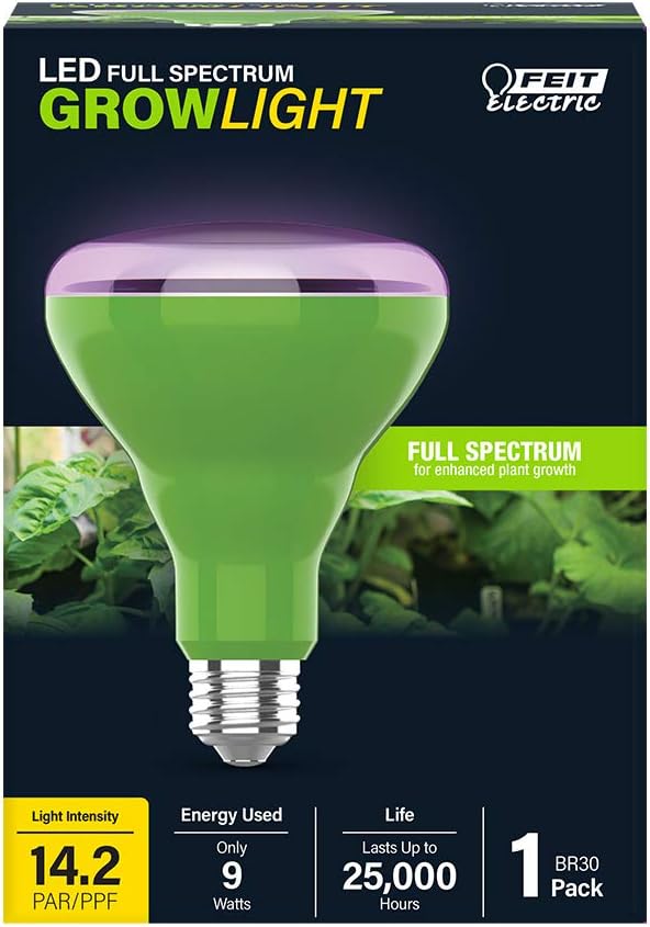 Feit Electric - BR30/GROW/LEDG2/BX Full Spectrum LED 65W Equivalent BR30 Non-Dimmable Hydro Grow Light Bulb