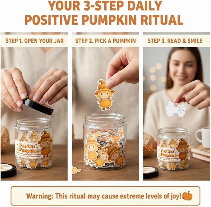 Positive Pumpkin Jar with 60 Daily Affirmation Cards, Emotional Support Pumpkin, Thanksgiving Decorations, Pumpkin Decorations, Pumpkin Gift, Thanksgiving Gifts, Fall Gifts For Women