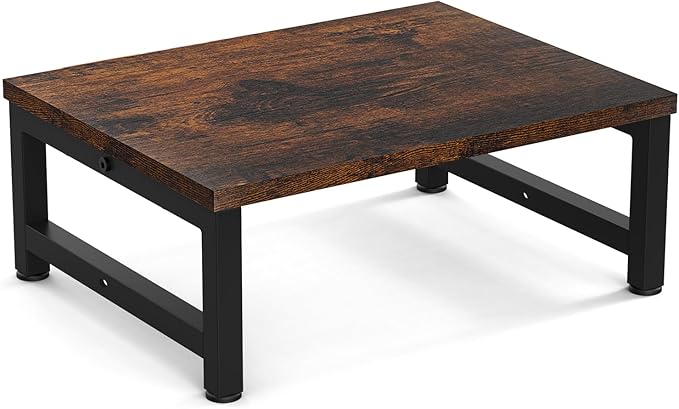 Flottian 6" Wooden Step Stools for Adults Kids,15.4" Extra Wide Heavy Duty Step Stool Holds Up to 300 lbs,Bed Step Stool for High Beds,Stools for Bedroom,Kitchen,SUV ect,Easy Assemble,Rustic Brown