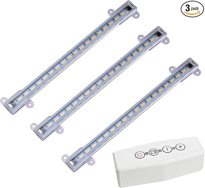 3 LED Grow Light Strips Set for Plant Stand, White Switch - 5 Dimmable Levels Control, 4/8/12 Hours Timer, White Cords