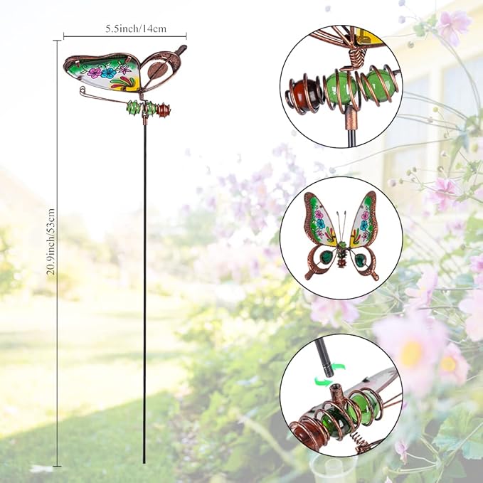 3 Pack Butterfly Decorative Garden Stakes,Outdoor Decorations Metal Yard Art Garden Stakes for Patio Yard Porch Decor