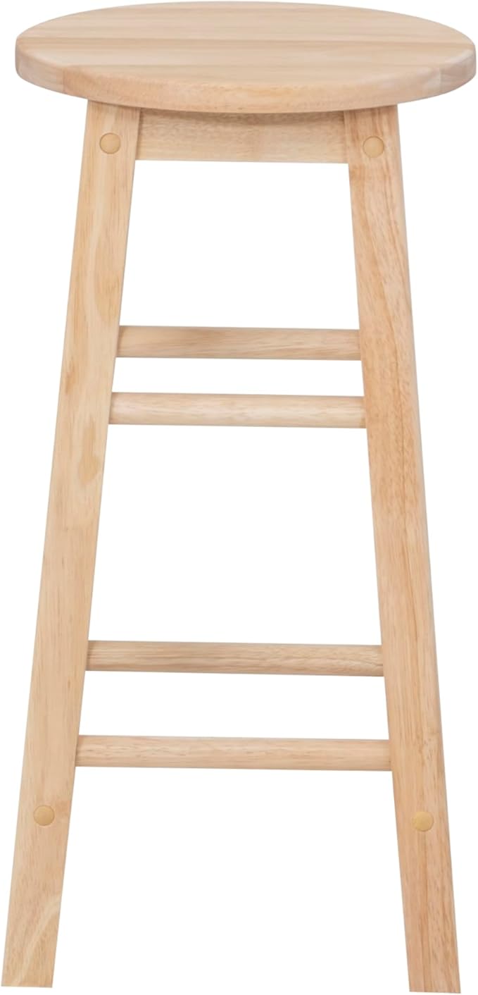 Linon Zeke Unfinished Solid Wood Backless Round Counter Stool with 24 Inch Seat Height