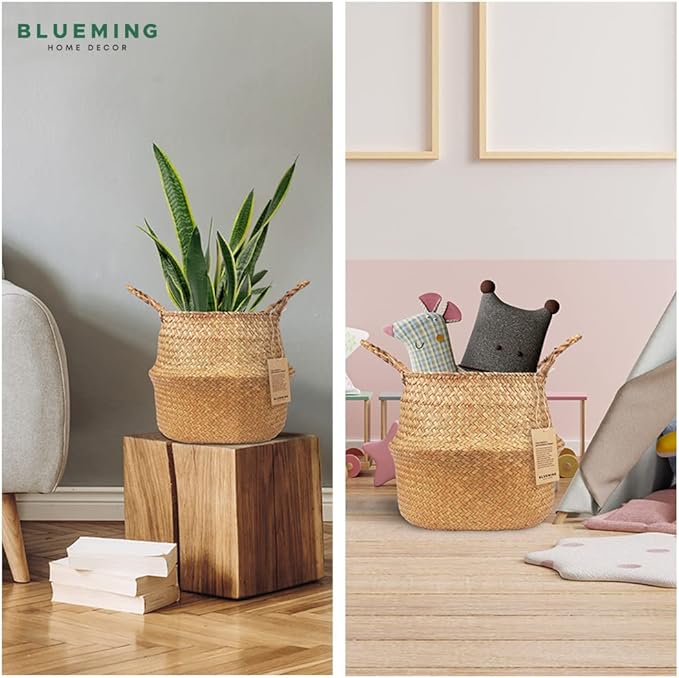 Plant Basket – Olive Tree Pot for Indoor Fake Trees, 9-10 Inch Woven Wicker Planter Baskets for Faux Artificial House Plants (Original, Large)