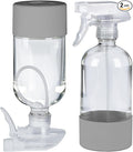 2 Pack 360° Glass Spray Bottles with Silicone Sleeve, 16 oz Empty Refillable Containers with Adjustable Spray Nozzles, Spray Bottles for Hair, Cleaning Solutions and Plants Grey