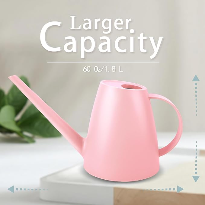 Watering Can for Indoor Plants, Small Watering Cans for House Plant Garden Flower, Long Spout Water Can for Outdoor Watering Plants 1. 8L 1/2 Gallon (Pink)