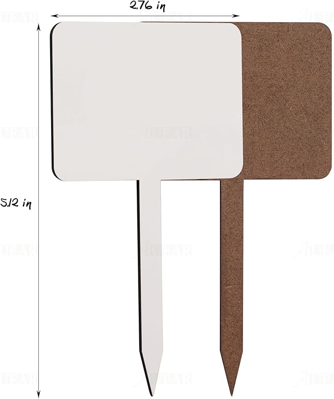 AUEAR, 10 Pack Sublimation Plant Label Stakes Tree Tags MDF Garden Markers for Outdoor Signs