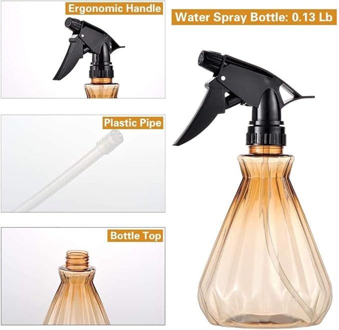 Yrzper Watering Can for Indoor Plants, Plant Mister Spray Bottle with Detachable Nozzle for Plants,Succulents, Garden Flowers Mist Small Modern Translucent Sprayer Bottle for Bonsai Plants (Brown)