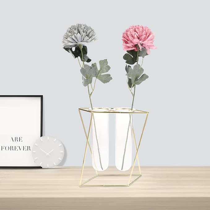 Hanging Hydroponic Plant Container Geometric Glass Vase for Indoor Office Decor Chic Wall-Mounted Planter with Shelf for Use