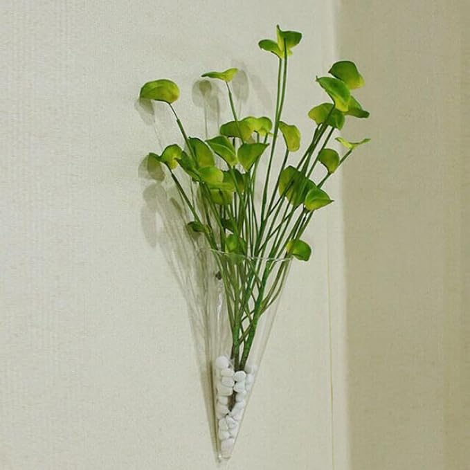 Cabilock 2Pcs Glass Wall Vase Hanging Planter Hydroponic Clear Glass Vase for Indoor Plants Home Office Decor 5.85X1X5.85 Inches Transparent Wall Flowerpot