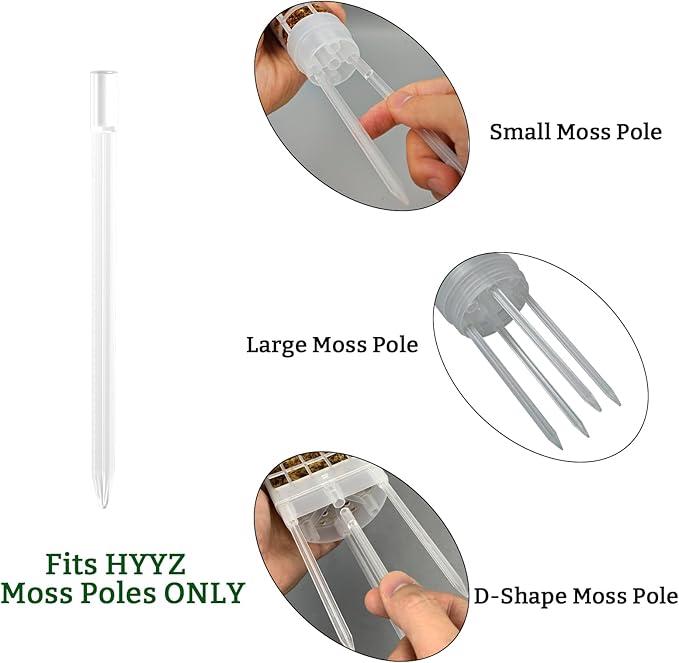 20pcs Moss Pole Base Anchor Pins (0.28"x4.72" Transparent) - Exclusive Fit for HYYZ Small Round/Auto-Watering Large Round/D-Shape Moss Poles (20, White)
