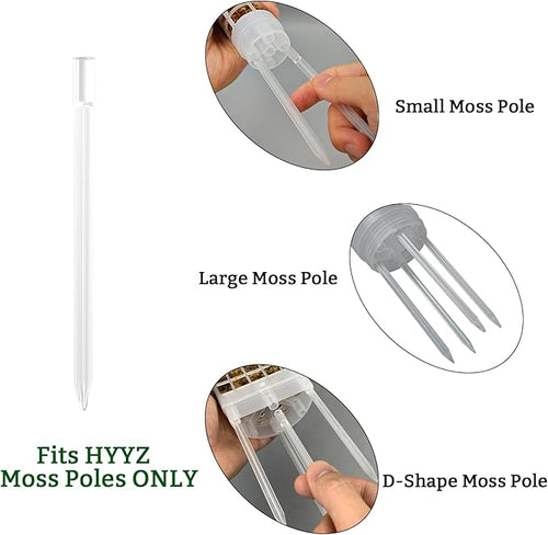 20pcs Moss Pole Base Anchor Pins (0.28"x4.72" Transparent) - Exclusive Fit for HYYZ Small Round/Auto-Watering Large Round/D-Shape Moss Poles (20, White)