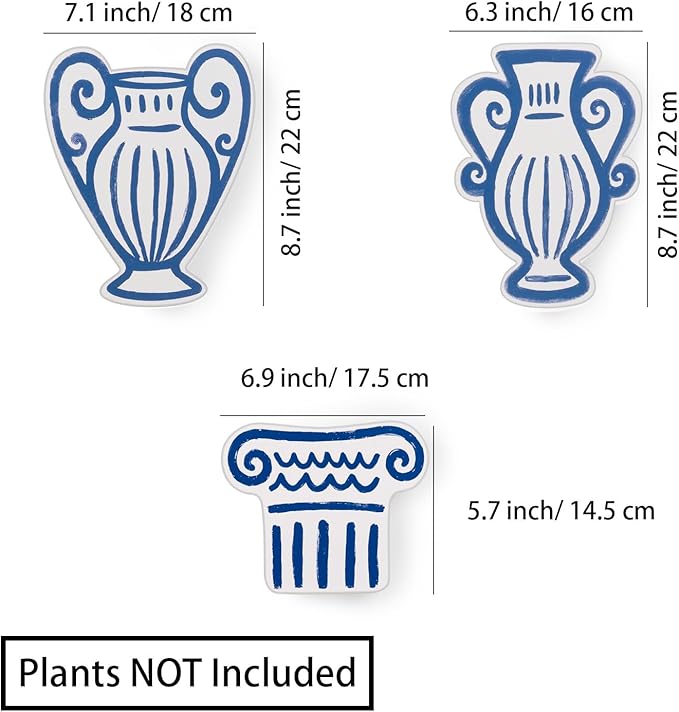 AIM & GGKK Wall Vases for Decor, Set of 3 Metal Wall Mounted Vase for Bedroom Living Room Bathroom Kitchen Modern Metal Decor