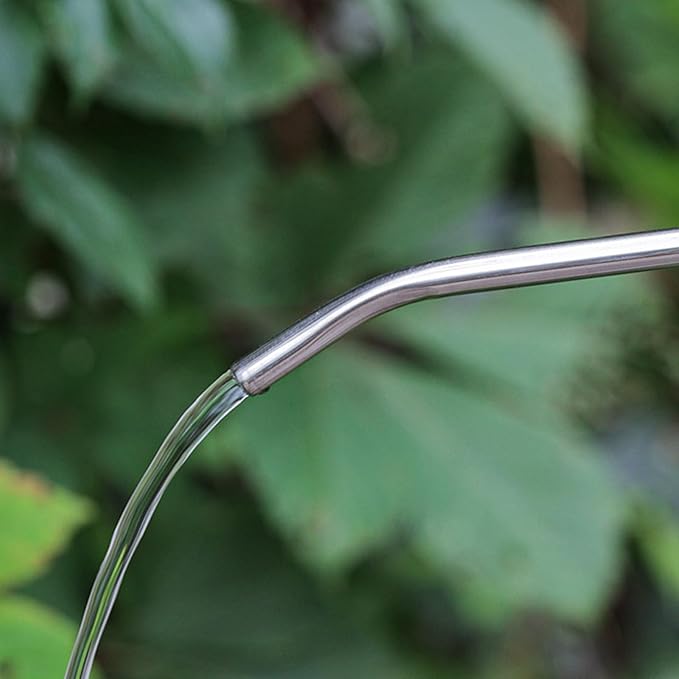 2L Large Long Spout Watering Can for Indoor Outdoor Plants, ABS Stainless Steel Garden Watering Pot with Ergonomic Handle, Precise Root Irrigation Tool for Patio Lawn Balcony