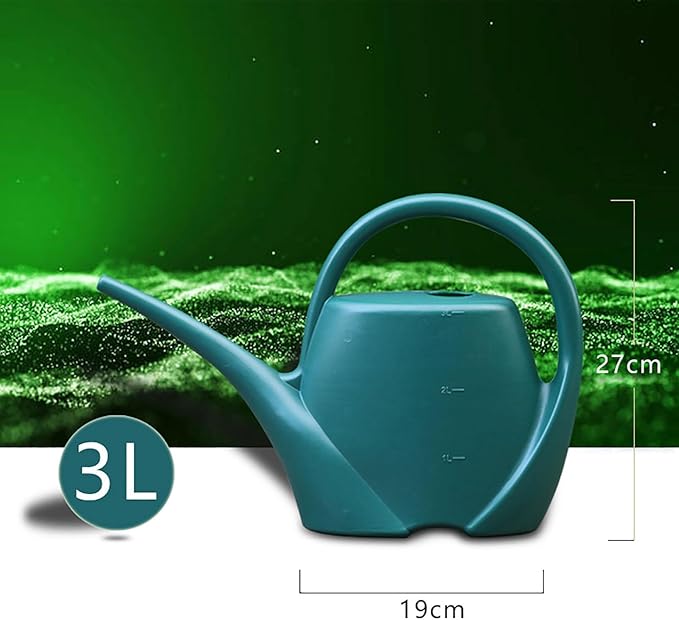 2024 New Plant Watering Can - Watering Can 1 Gallon Long Spout Watering Can, Flower Patterns Indoor Watering Can with Comfortable Handle Plastic Watering Can Outdoor for Garden Plants (Dark Green)