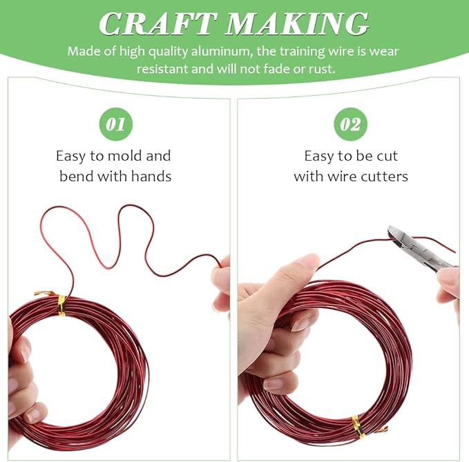 LOQJSS 4 Roll Bonsai Wire,Bonsai Training Wire with Wire Cutter,Anodized Aluminum Bonsai Training Wire,Bonsai Tree Wire Bonsai Wire Craft for Bonsai Trees Indoor Garden DIY Tools