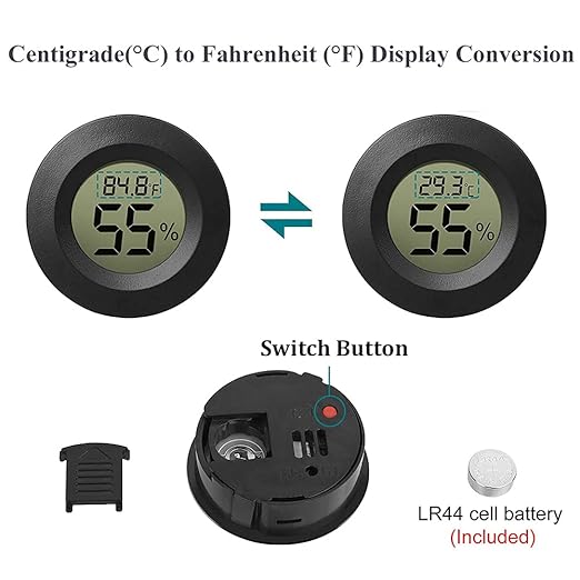 6-Pack Mini Hygrometer Thermometer Digital LCD Monitor Indoor/Outdoor Humidity Meter Gauge Temperature for Humidifiers Greenhouse Reptile Fahrenheit(℉)/ Celsius(℃)