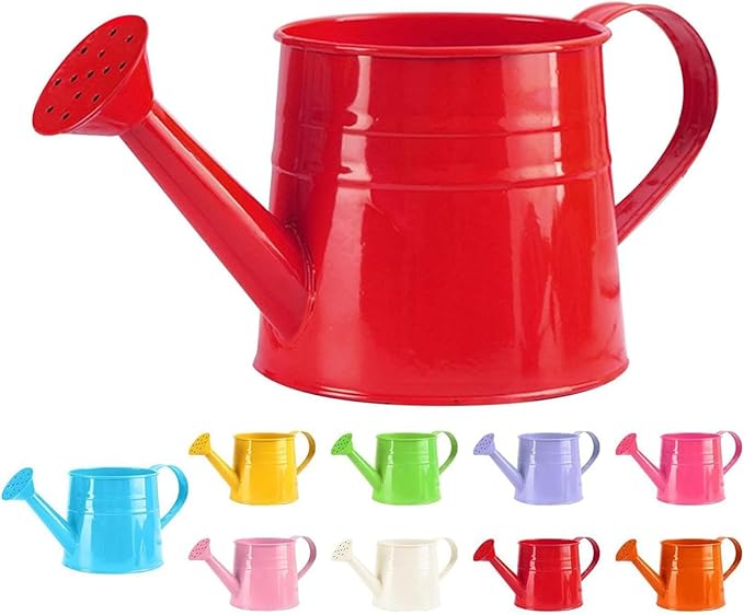 Metal Watering Can - 1L Vintage Sprinkling Can Plant Watering Can for Outdoor Indoor Plants, Tinplate Watering Kettle Gardening Tool, Galvanized Steel Watering Cans for Flowers (Red)