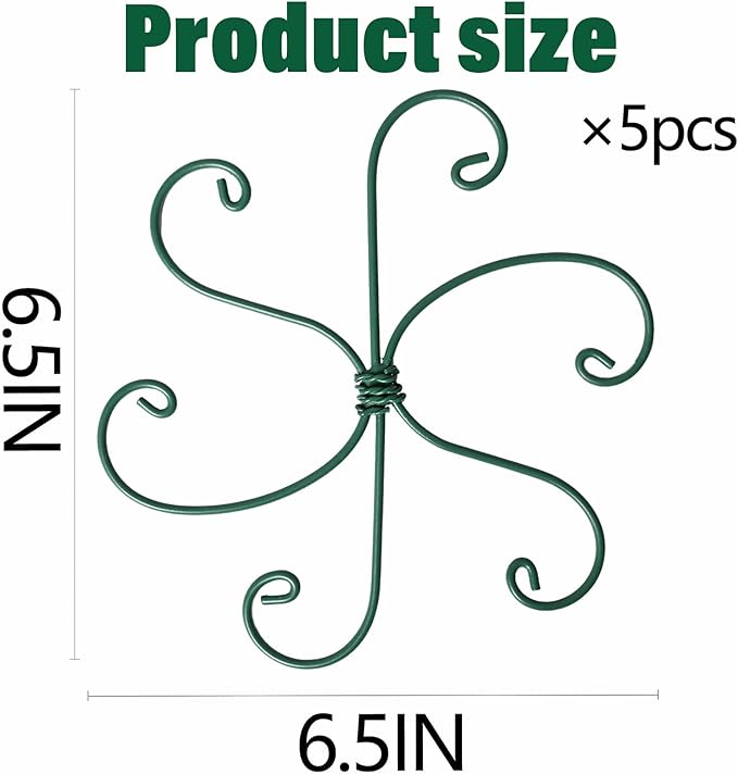 Yohsnor Monstera Plant Stem Support - 5 Pack 6.5"x6.5" Green Metal Stem Stabilizers, Adjustable Ring Clamps for Indoor Plants, Fishbone Cactus, Turtle Shell Bamboo & Climbing Vines