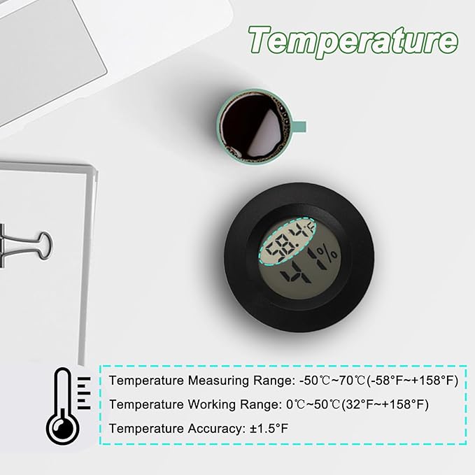 Mini Hygrometer Digital Thermometer Humidity Meter 20 Pack Hygrometer Thermometers Indoor/Outdoor Humidity Monitor Reptile Thermometer for Humidors Greenhouse Garden Cellar Fahrenheit(℉)/ Celsius(℃)