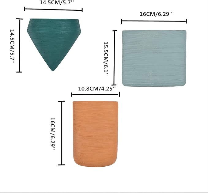 Resin Planters Geometric Wall Planters Indoor Plant Pots Colorful Wall-Mounted Flower Pots Vertical Plant Container Air Plant Holder Wall Vase for Cactus Succulents Herbs and More … (3 Mixed)