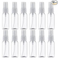 LISAPACK Plastic 1oz Spray Bottles Empty Small Mini Fine Mist Travel Size Atomizer, Tiny Sprayer for Little Perfume, Water, Cologne, Alcohol, Samples (12pcs, clear, 30ml)