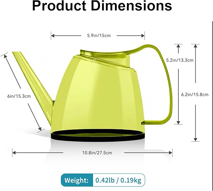 1.5L Plastic Yellow Watering Can with Long Spout & Wide Oval Mouth, Comfort Grip, Indoor Outdoor Plant Watering Pot for Garden Flowers & Houseplants