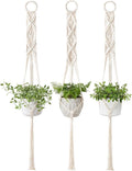Mkono 3 Pack 39 Inch Macrame Plant Hangers Indoor Wall Hanging Planter Basket Flower Pot Holder Boho Home Decor, Ivory