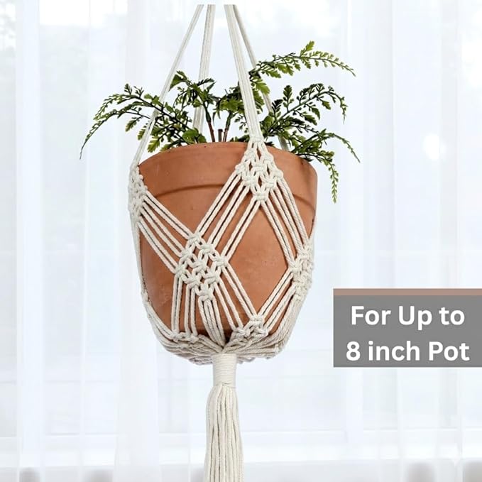 2 Pack Macrame Planter Hanger for up to 8" Pot, Indoor Hanging Planter | Plant Hanger Indoor, Hanging Plants Holder Basket | No Plant or Pot Included