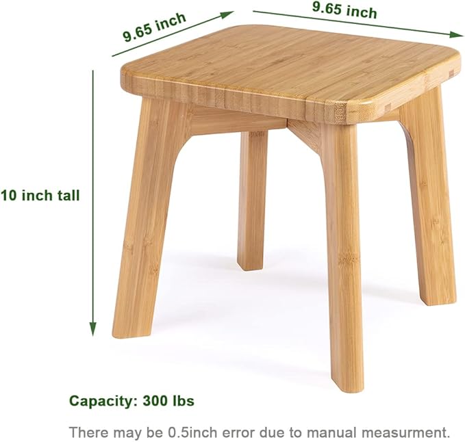 Wooden Step Stool for Kids & Adults – Small Foot Stool for Sitting or Reaching, Anti-Slip, 300lbs Capacity for Bathroom & Kitchen