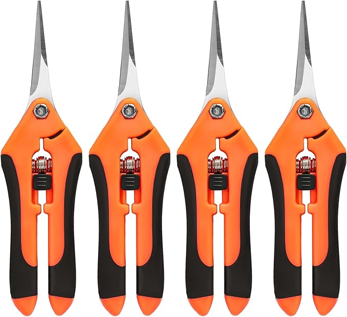 EWPJDK 4 Pack Garden Shears, Stainless Steel Shears Gardening Tools, Scissors, Garden Clippers, Pruning Shears for Gardening Shears & Scissors (Orange)