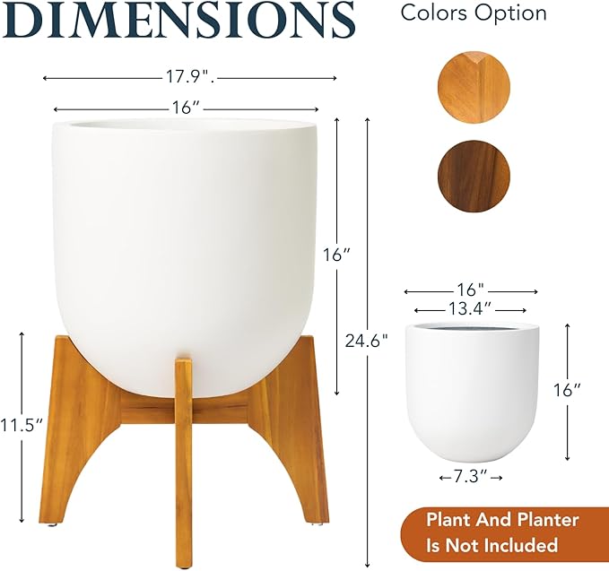 KUTE NEST Acacia Wood Plant Stand - Elegant Match for Corso/Arco Planter, Medium Indoor Solid Wood Plant Holder with Golden Teak Finish for Modern Home Decor (Golden Teak, Low - Medium)