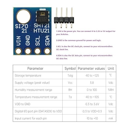 2PCS HTU21 IIC/I2C Digital Temperature Humidity Sensor Breakout Board Module 3V-5V