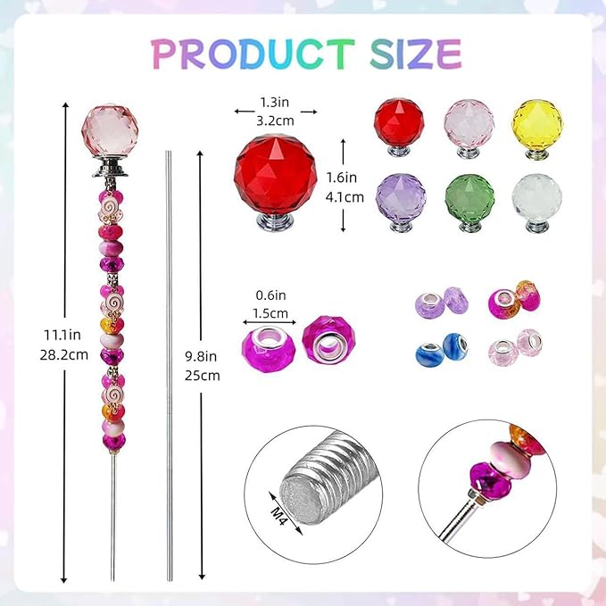 140Pcs DIY Fairy Wand Beaded Garden Stakes Kit Decorative Garden Stakes Beadable Items Fairy Garden Kit for Different Festivals Fairy Garden Accessories Outdoor(Section)