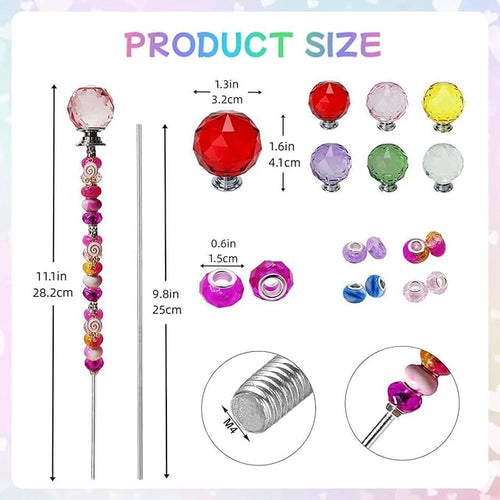 140Pcs DIY Fairy Wand Beaded Garden Stakes Kit Decorative Garden Stakes Beadable Items Fairy Garden Kit for Different Festivals Fairy Garden Accessories Outdoor(Section)