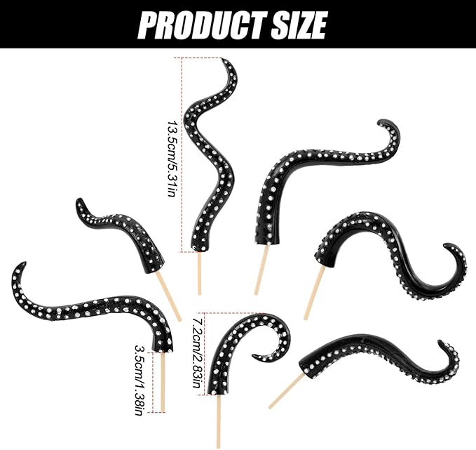 BOXOB 7pcs Octopus Tentacle Plant Stakes, Various Shapes Glow in The Dark Octopus Leg Stakes Evil Decorative Garden Stakes for Potted Plants Indoor Outdoor Decoration (Black)