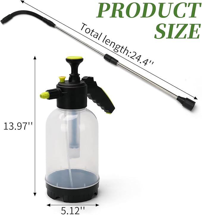 Handheld Pump Sprayer for Hanging Plants with 24.4" Long Spout, Watering Bottle Sprayer for Watering Hanging Plant Basket, Hard to Reach High Plant for Indoor or Garden 2L(0.5Gal)