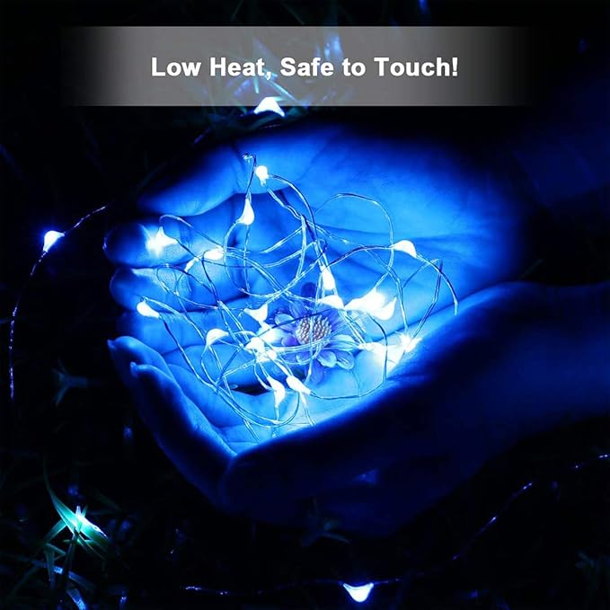 Ariceleo Led Fairy Lights Battery Operated, 4 Packs Mini Battery Powered Copper Wire Starry Fairy Lights for Bedroom, Christmas, Parties, Wedding, Centerpiece, Decoration (5m/16ft Blue)