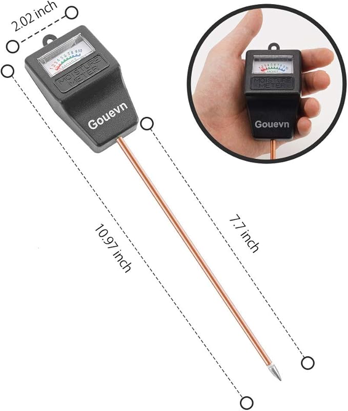 Gouevn Soil Moisture Meter, Plant Moisture Meter Indoor & Outdoor, Hygrometer Moisture Sensor Soil Tester Plant Water Meter for Potted Plants Garden, No Battery Needed (Black)
