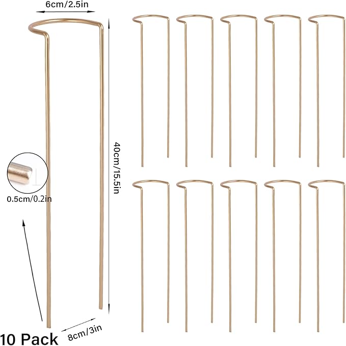 10-Pack Large Indoor Plant Stakes - 15.5-Inch Heavy Duty Metal Supports for Monstera and Outdoor Plants | Ideal for Supporting Tall Plants & Enhancing Garden Displays |