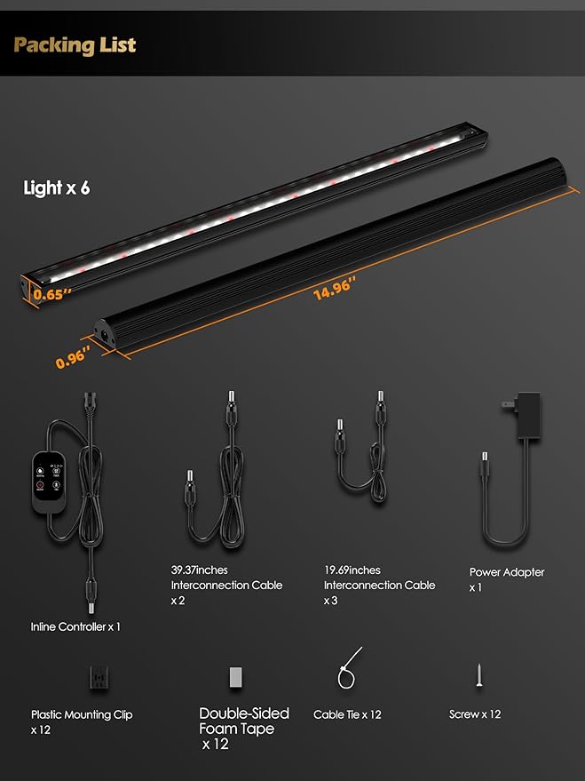 T5 Smart Grow Light for Indoor Plants,3500K Full Spectrum LED Plant Light Strips with 3/9/12H Auto Timer,Stepless Dimming,Modular Design，Plug and Play (Black, 6 Pack)
