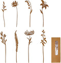 8-Piece Wildflower Garden Stakes – Rustic Hand-Rusted Metal Flower Stakes for Flower Beds, Lawn, Pots, Patio, Outdoor Décor, Yard Art & Plant Decorations