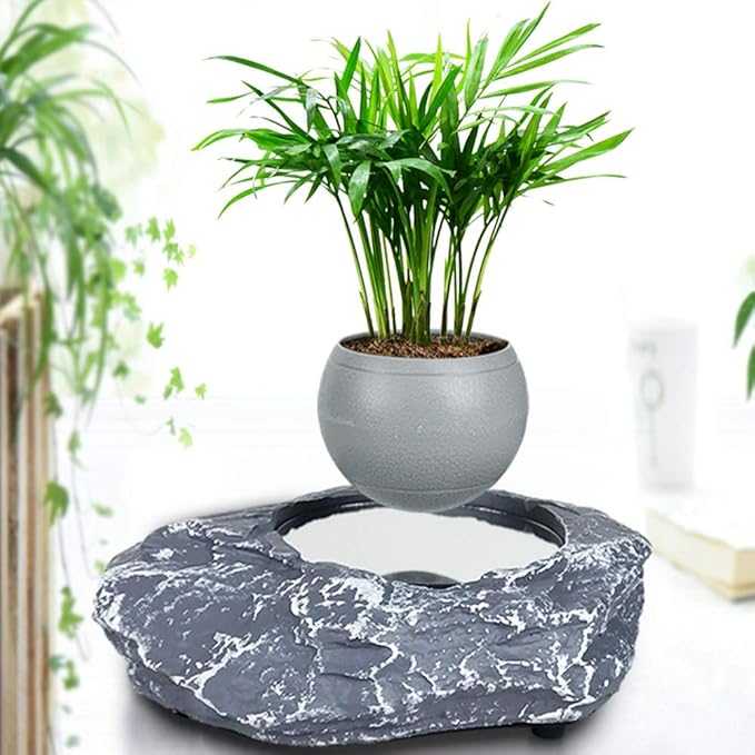 Floating Flower Pot - Magnetic Suspension Levitating Air Flower Pots - Creative Design Levitation Bonsai - Home Office Decorations - Fun Gift