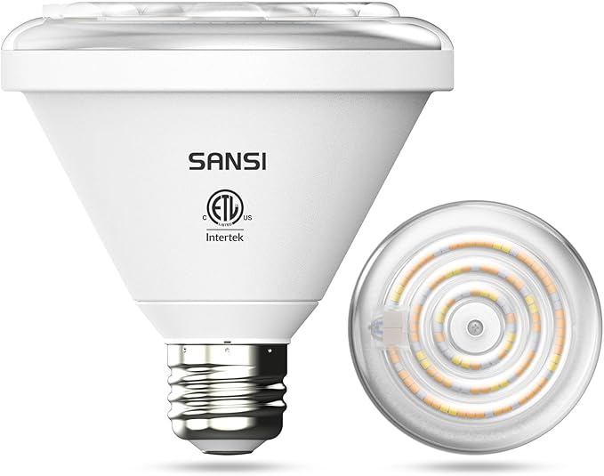 SANSI Grow Light Bulb IP54 Waterproof, 24W BR30 Plant Light Bulb for Indoor Outdoor Plants Full Spectrum(200 Watt Equiv), Energy Saving with Optical Lens for Greenhouse, Garden, E26 Base