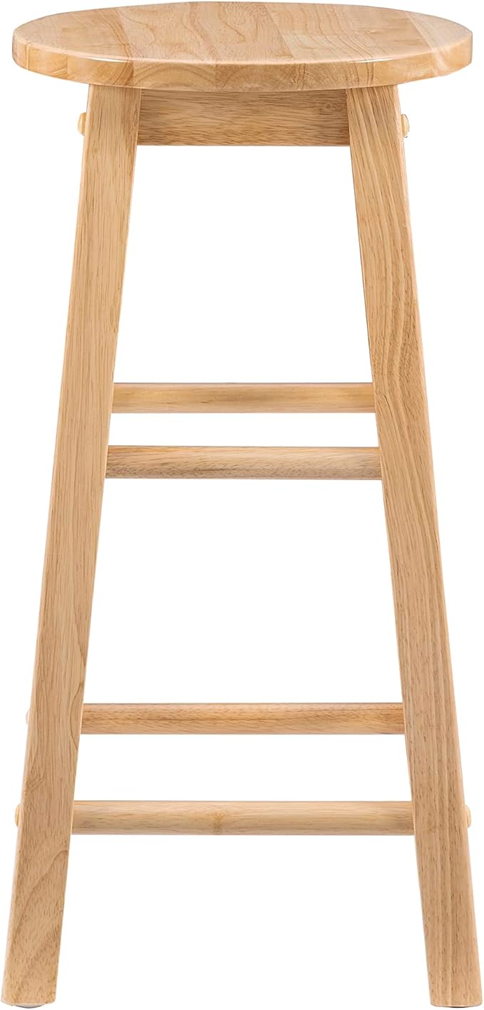 Linon Natural Barstool with Round Seat, 24-Inch